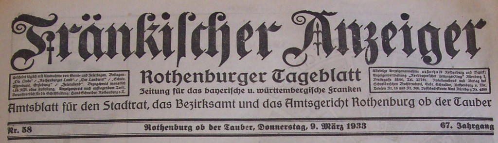 Zeitungskopf März 1933