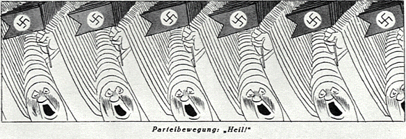 Karikatur von Karl Arnold "Das Volk als Masse" (aus Simplizissimus 1932)