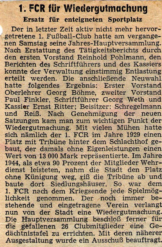 "Fränk. Landeszeitung" Mai 1952