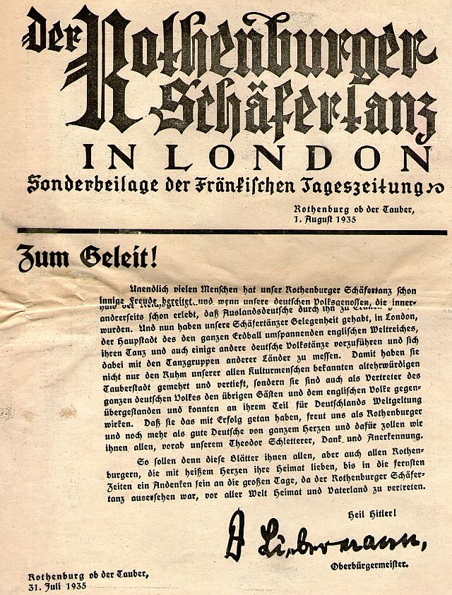 Sonderdruck des "Fränkischen Anzeigers" über die England-Fahrt 1935
