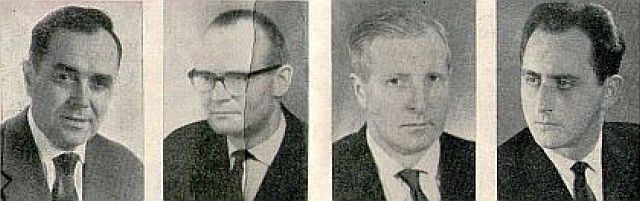Johann Kreutzer, Hermann Pehl, Wilhelm Knausenberger, Friedrich Reichel (v. l.)